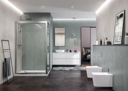 Zuhanykabin, Aquatek DYNAMIC R34 120x90 balos króm-szatén/átlátszó üveg