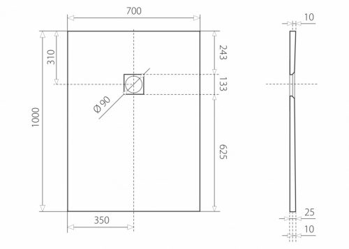 Zuhanytálca, Aquatek TOP szögletes zuhanytálca 100x70 krém
