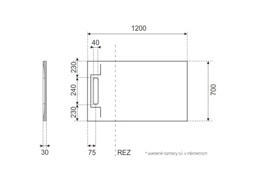 Zuhanytálca, Aquatek River szögletes zuhanytálca 120x70 szürke