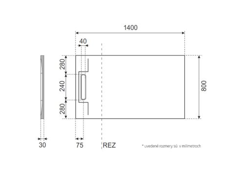 Zuhanytálca, Aquatek River szögletes zuhanytálca 140x80 szürke