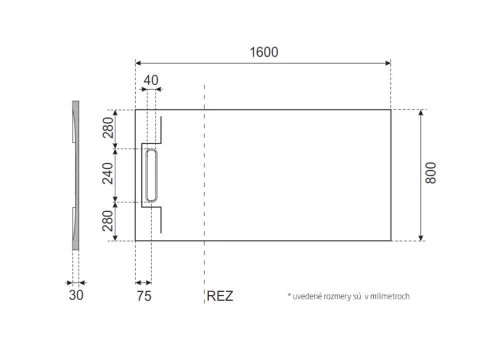 Zuhanytálca, Aquatek River szögletes zuhanytálca 160x80 szürke