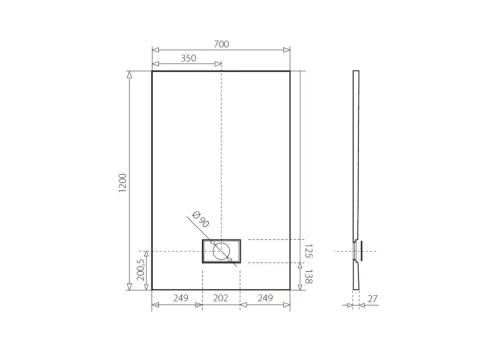 Zuhanytálca, Aquatek SMC Rock szögletes zuhanytálca 120x70