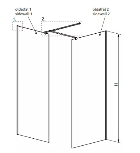 Walk-in, Radaway Modo X III Walk-in zuhanyfal 90x140 átlátszó