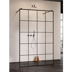   Walk-in, Radaway Modo New Black I Factory Walk-in fekete zuhanyfal 130 átlátszó
