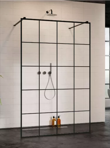 Walk-in, Radaway Modo New Black I Factory Walk-in fekete zuhanyfal 130 átlátszó