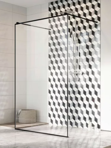 Walk-in, Radaway Modo New Black I Frame Walk-in fekete zuhanyfal 120 átlátszó