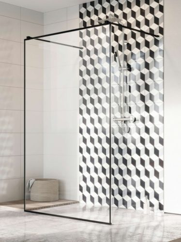 Walk-in, Radaway Modo New Black I Frame Walk-in fekete zuhanyfal 140 átlátszó
