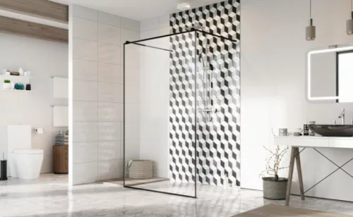 Walk-in, Radaway Modo New Black I Frame Walk-in fekete zuhanyfal 140 átlátszó