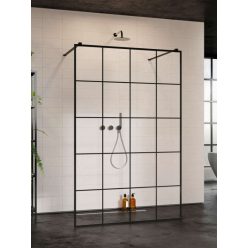   Walk-in, Radaway Modo X Black I Factory Walk-in fekete zuhanyfal 130 átlátszó