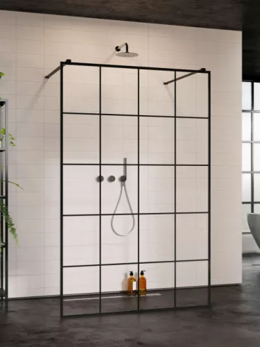 Walk-in, Radaway Modo X Black I Factory Walk-in fekete zuhanyfal 130 átlátszó