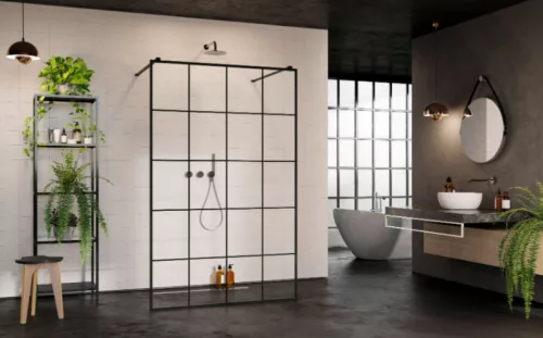 Walk-in, Radaway Modo X Black I Factory Walk-in fekete zuhanyfal 160 átlátszó