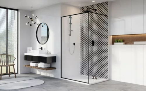 Walk-in, Radaway Modo New Black II Frame Walk-in fekete zuhanyfal 75 átlátszó