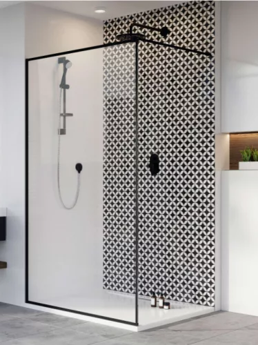 Walk-in, Radaway Modo New Black II Frame Walk-in fekete zuhanyfal 115 átlátszó