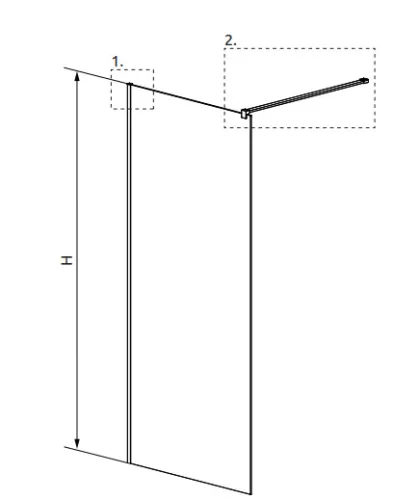 Walk-in, Radaway Modo New Black II Frame Walk-in fekete zuhanyfal 150 átlátszó