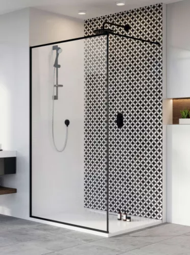 Walk-in, Radaway Modo X Black II Frame Walk-in fekete zuhanyfal 50 átlátszó