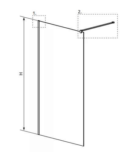 Walk-in, Radaway Modo X Black II Frame Walk-in fekete zuhanyfal 130 átlátszó