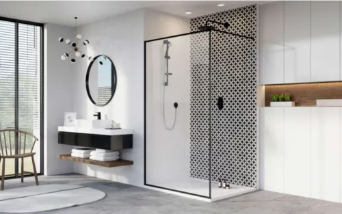 Walk-in, Radaway Modo X Black II Frame Walk-in fekete zuhanyfal 130 átlátszó