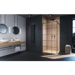   Walk-in, Radaway Modo X Black II Factory Walk-in fekete zuhanyfal 115 átlátszó