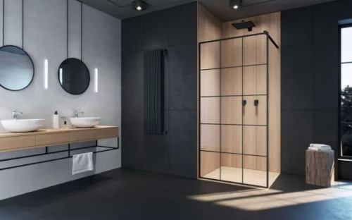 Walk-in, Radaway Modo X Black II Factory Walk-in fekete zuhanyfal 115 átlátszó
