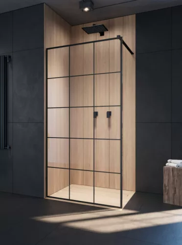 Walk-in, Radaway Modo X Black II Factory Walk-in fekete zuhanyfal 125 átlátszó
