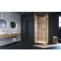   Walk-in, Radaway Modo New Black II Factory Walk-in fekete zuhanyfal 100 átlátszó