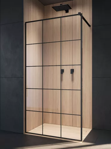 Walk-in, Radaway Modo New Black II Factory Walk-in fekete zuhanyfal 140 átlátszó