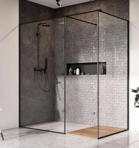 Walk-in, Radaway Modo X Black III Frame Walk-in fekete zuhanyfal 90x140 átlátszó