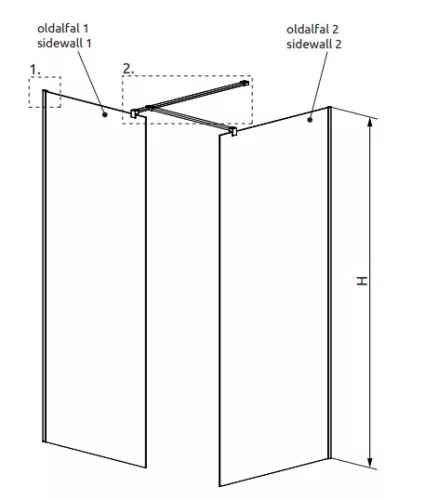 Walk-in, Radaway Modo X Black III Frame Walk-in fekete zuhanyfal 90x140 átlátszó