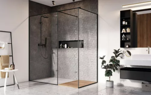 Walk-in, Radaway Modo X Black III Frame Walk-in fekete zuhanyfal 90x140 átlátszó