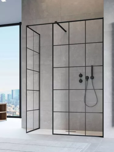 Walk-in, Radaway Modo New Black III Factory Walk-in fekete zuhanyfal 90x140 átlátszó