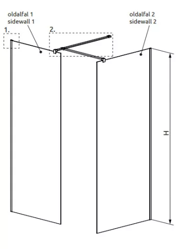 Walk-in, Radaway Modo X Black III Factory Walk-in fekete zuhanyfal 90x90 átlátszó