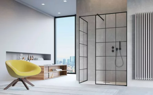 Walk-in, Radaway Modo X Black III Factory Walk-in fekete zuhanyfal 90x90 átlátszó