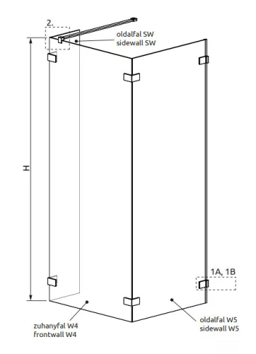 Walk-in, Radaway Euphoria Walk-in IV zuhanyfal 80x100 átlátszó