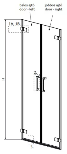 Zuhanyajtó, Radaway Arta DWD zuhanyajtó 95 átlátszó b45+j50