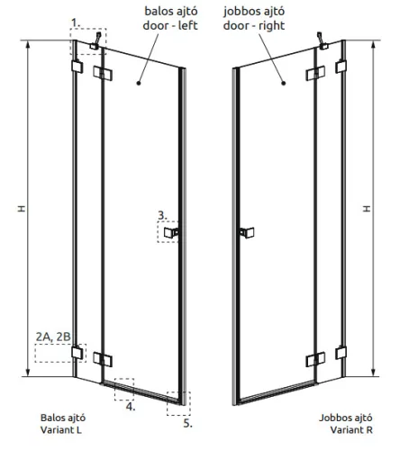 Zuhanyajtó, Radaway Essenza Pro White DWJ fehér zuhanyajtó 100 átlátszó balos