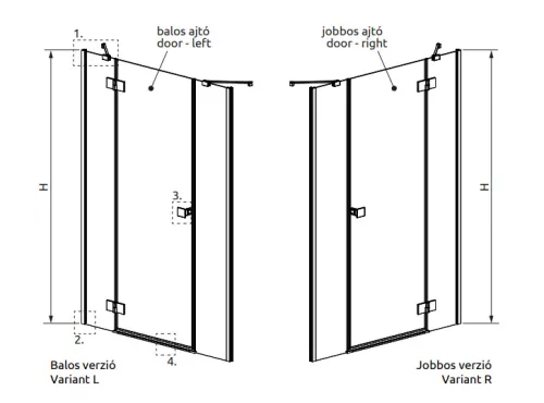 Zuhanyajtó, Radaway Essenza DWJS zuhanyajtó 120 átlátszó jobbos