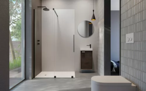 Walk-in, Radaway Furo Black Walk-in fekete zuhanyfal 90 átlátszó balos