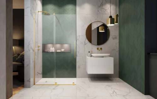Walk-in, Radaway Furo Gold Walk-in arany zuhanyfal 90 átlátszó jobbos