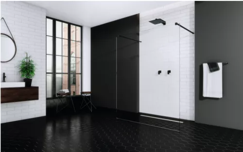 Walk-in, Radaway Modo New Black I Walk-in fekete zuhanyfal 160 átlátszó