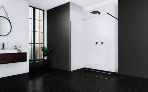 Walk-in, Radaway Modo New Black II Walk-in fekete zuhanyfal 50 átlátszó