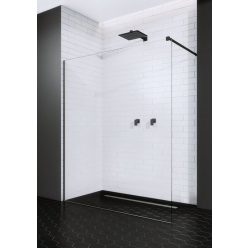   Walk-in, Radaway Modo New Black II Walk-in fekete zuhanyfal 145 átlátszó