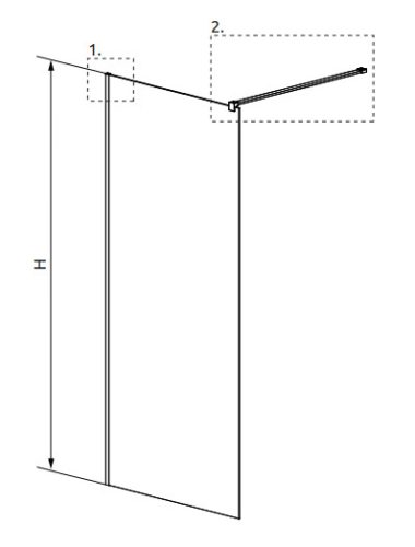 Walk-in, Radaway Modo New Black II Walk-in fekete zuhanyfal 90 átlátszó
