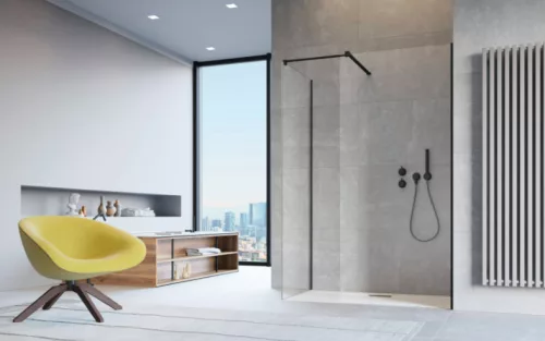Walk-in, Radaway Modo New Black III Walk-in fekete zuhanyfal 90x140 átlátszó