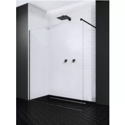   Walk-in, Radaway Modo X Black II Walk-in fekete zuhanyfal 75 átlátszó