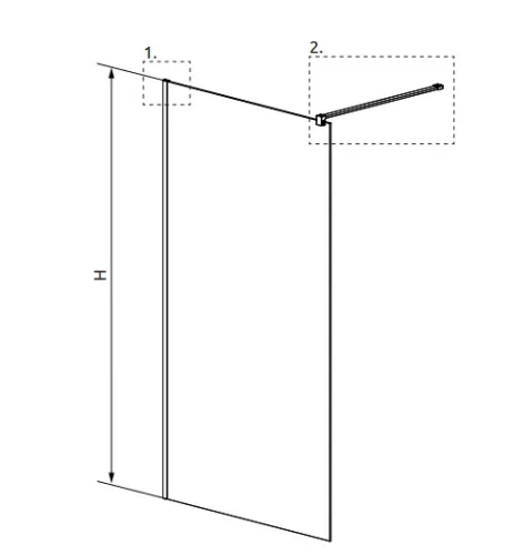 Walk-in, Radaway Modo X Black II Walk-in fekete zuhanyfal 75 átlátszó