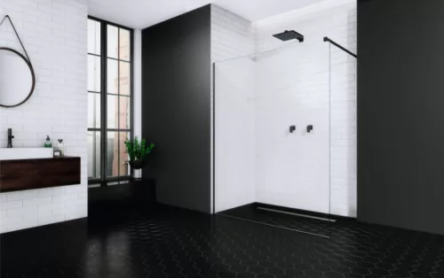 Walk-in, Radaway Modo X Black II Walk-in fekete zuhanyfal 105 átlátszó