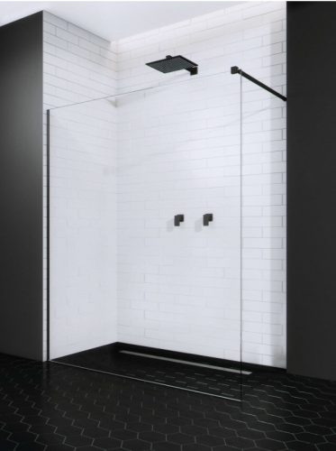 Walk-in, Radaway Modo X Black II Walk-in fekete zuhanyfal 155 átlátszó