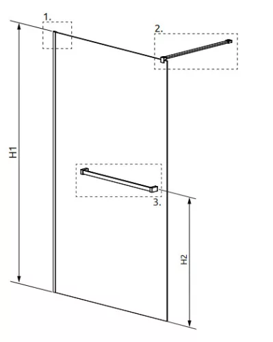 Walk-in, Radaway Modo New II Walk-in zuhanyfal törölközőtartóval 85 átlátszó