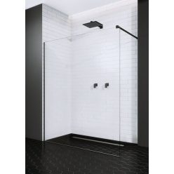   Walk-in, Radaway Modo New Black II Walk-in fekete zuhanyfal törölközőtartóval 120 átlátszó