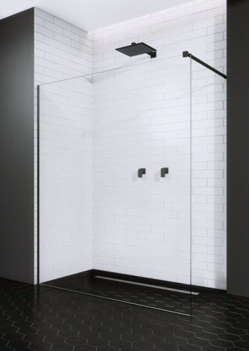 Walk-in, Radaway Modo New Black II Walk-in fekete zuhanyfal törölközőtartóval 150 átlátszó